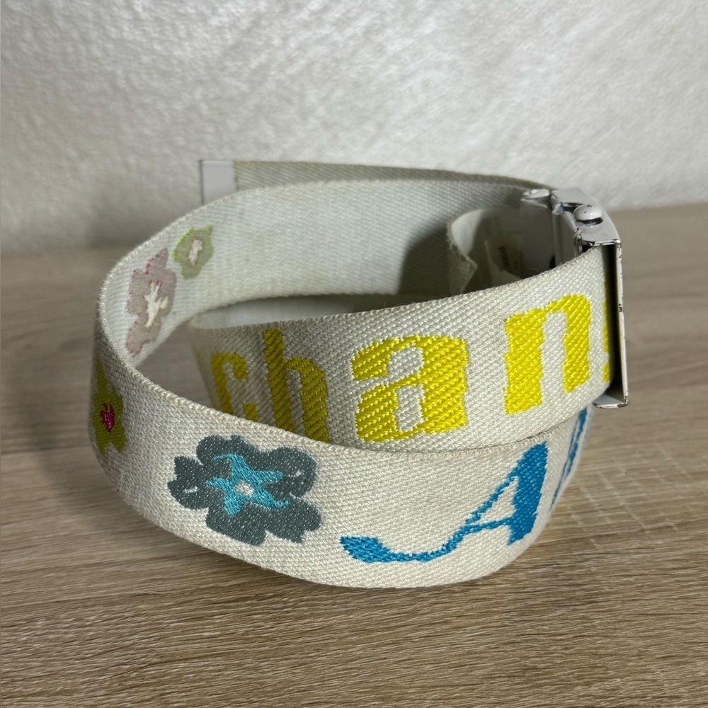 Armani Exchange Women M White Canvas Multicolor Belt - Picture 4 of 13